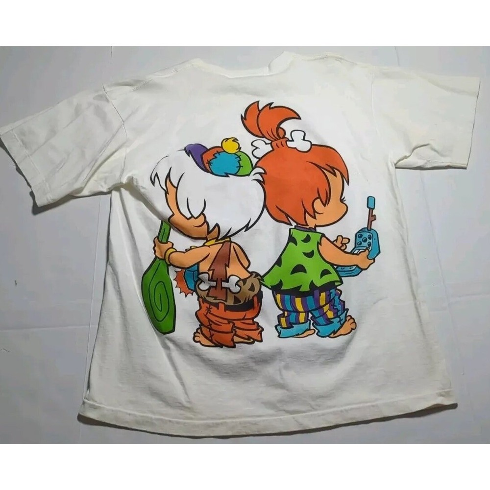 Vintage 1993 Flintstones Shirt Bamm Bamm Pebbles AOP Mens XL Tultex - Picture 2 of 12